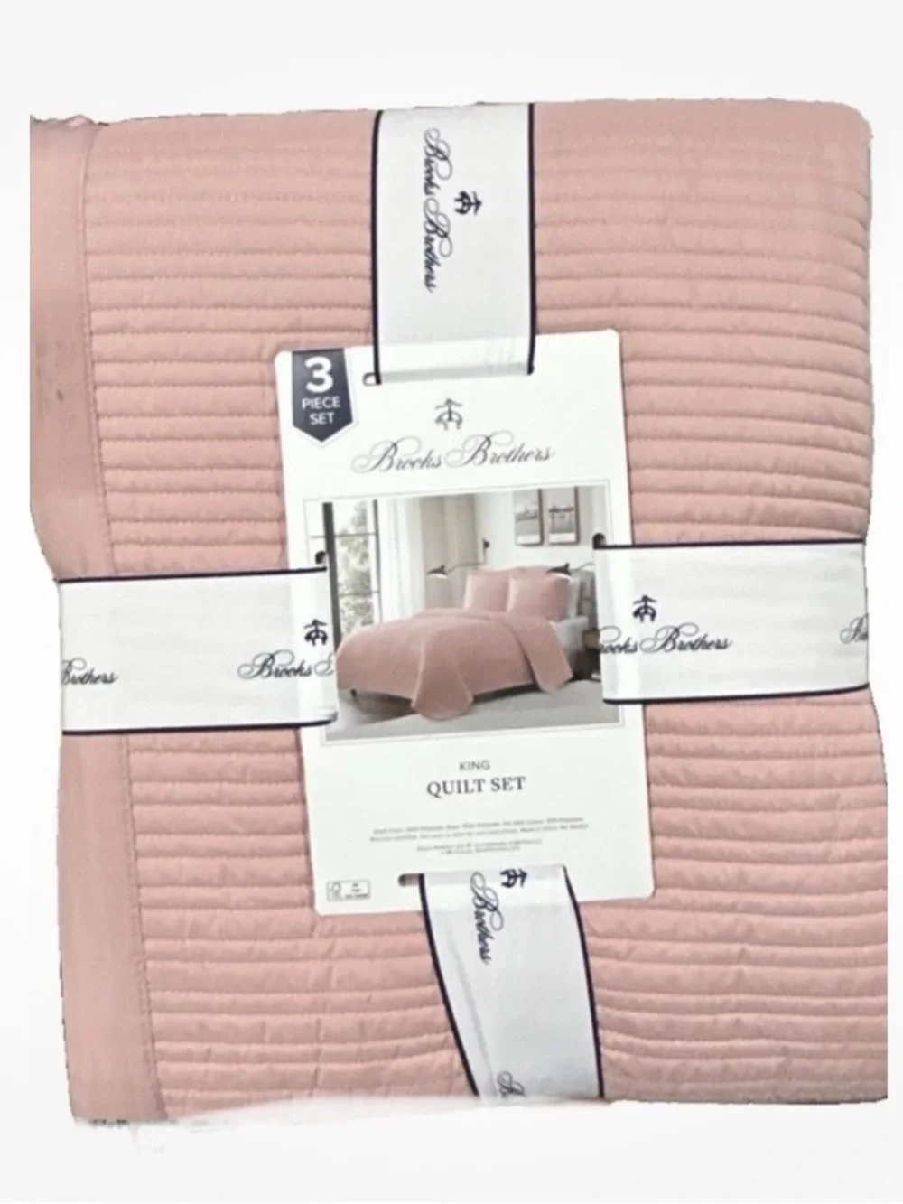 Brooks Brothers Pink King Quilt Set 106”x92”